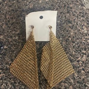 NWT!! Free People GOLD Chainmail Draped Mesh Y2K 90s Glam Dangle Earrings